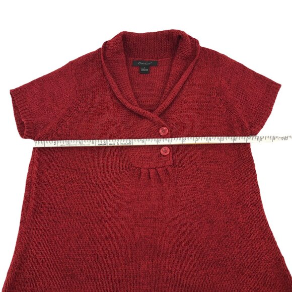 C’est City Red Knit Short Sleeve Sweater Top Size L - Picture 8 of 10
